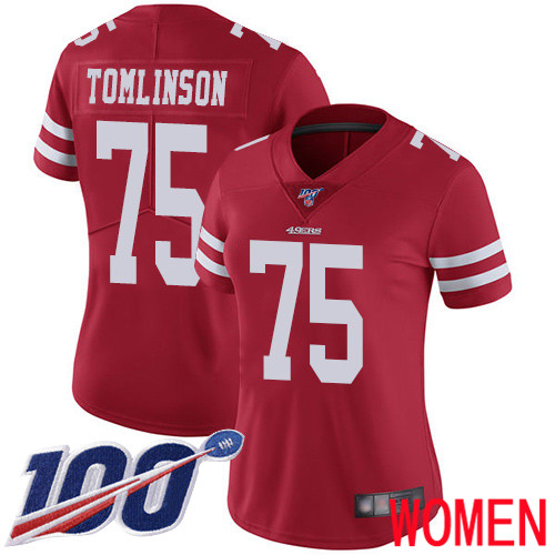 San Francisco 49ers Limited Red Women Laken Tomlinson Home NFL Jersey #75 100th Season Vapor Untouchable->san francisco 49ers->NFL Jersey